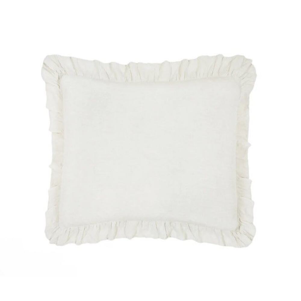 Pom Pom At Home Live In Linen Charlie Big Cream Linen Ruffle Pillow Sham 28 X 36